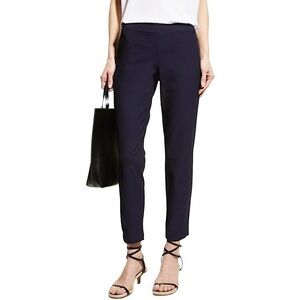 Eileen Fisher Washable Stretch Crepe Slim Cropped Ankle Pant Midnight Blue M